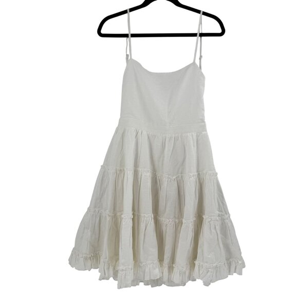Cousin The Label White Tiered Linen & Viscose Sleeveless Dress With Adjustable S - Picture 3 of 13
